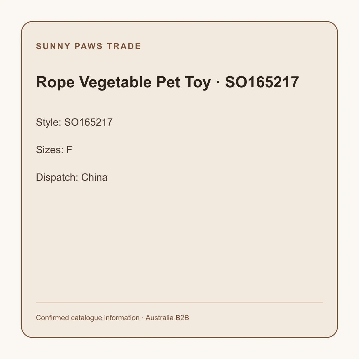 Rope Vegetable Pet Toy · SO165217 confirmed product information
