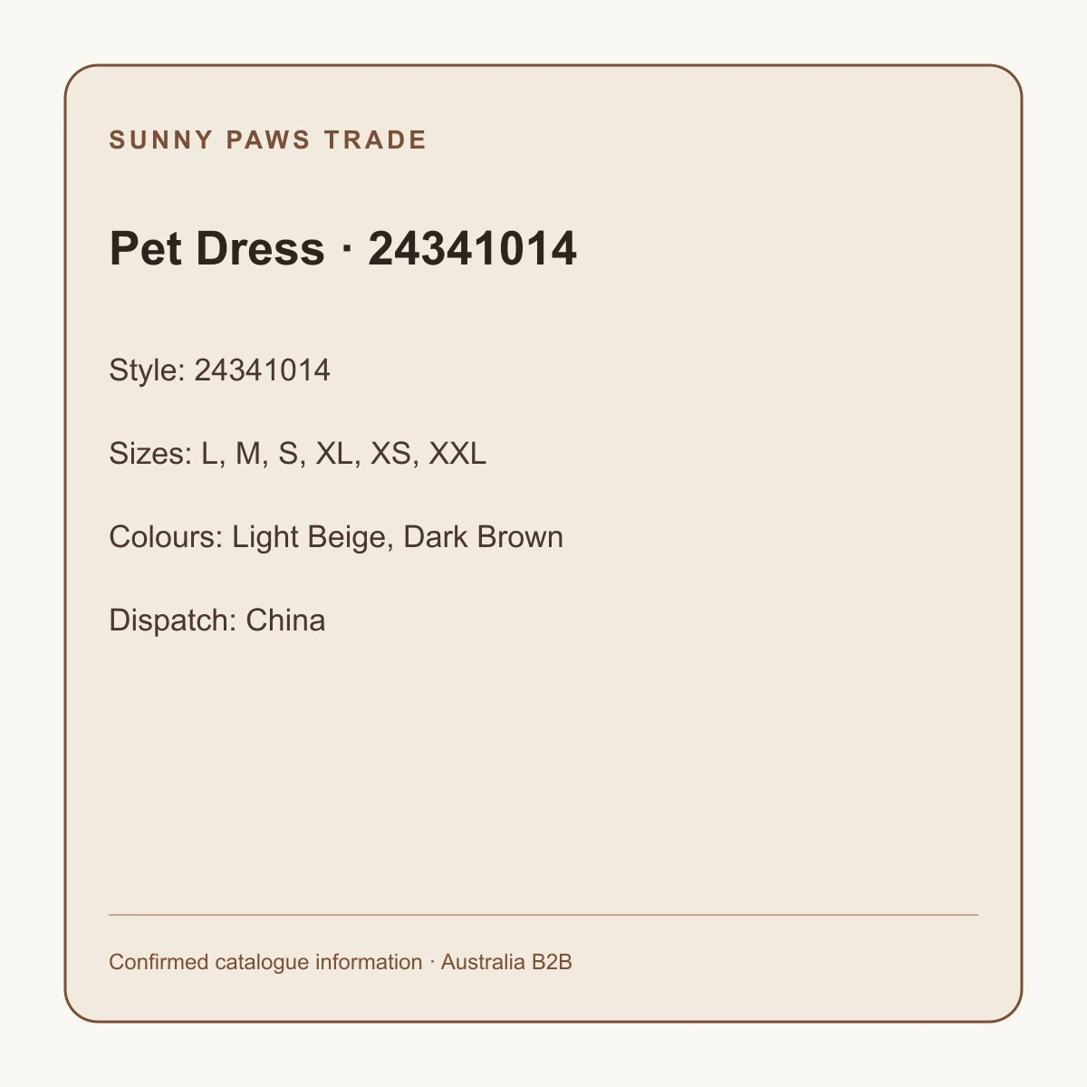 Pet Dress · 24341014 confirmed product information