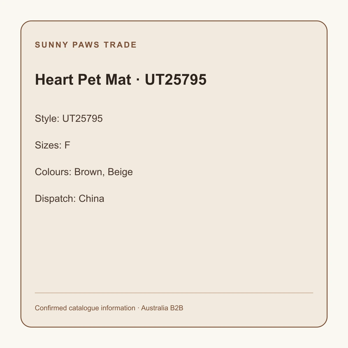 Heart Pet Mat · UT25795 confirmed product information