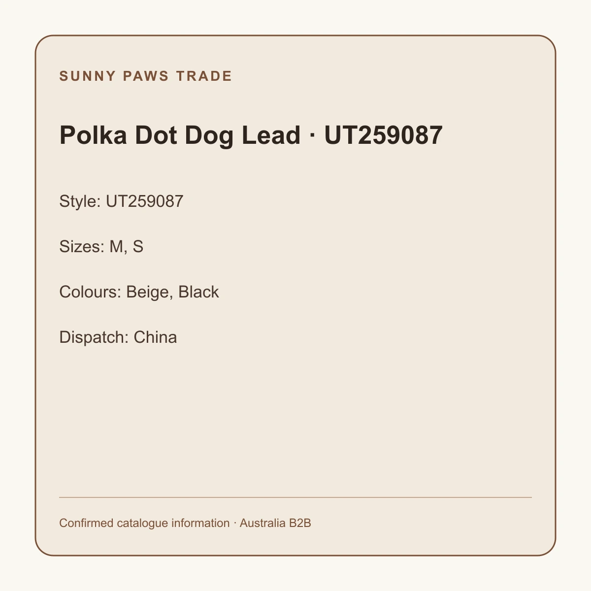 Polka Dot Dog Lead · UT259087 confirmed product information
